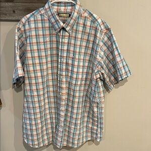 Mobile Bay Men's Casual Plaid Shirt - Blue, Orange, White